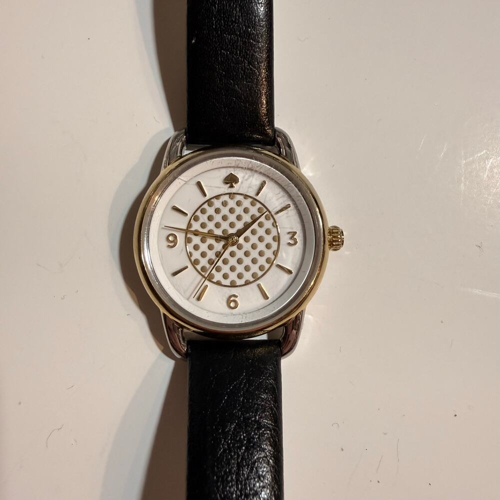 Kate Spade Black New York Boathouse Leather Band Spade Watch